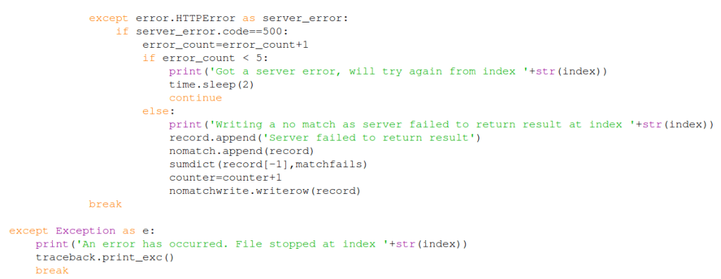 error handling