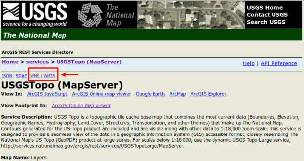USGS Link for WMS Layer for Topographic Maps