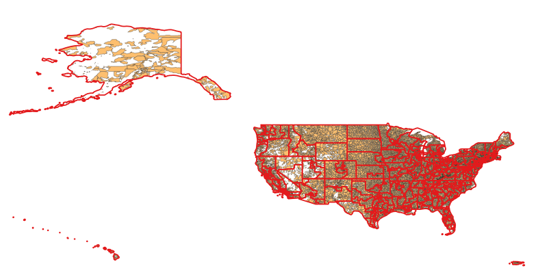 Map of CDs and ZCTAs in NAD 83