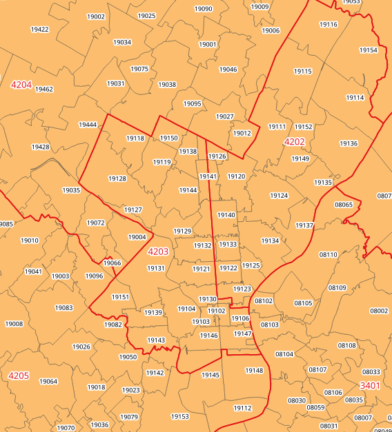 Congressional Disticts and ZCTAs in Philly