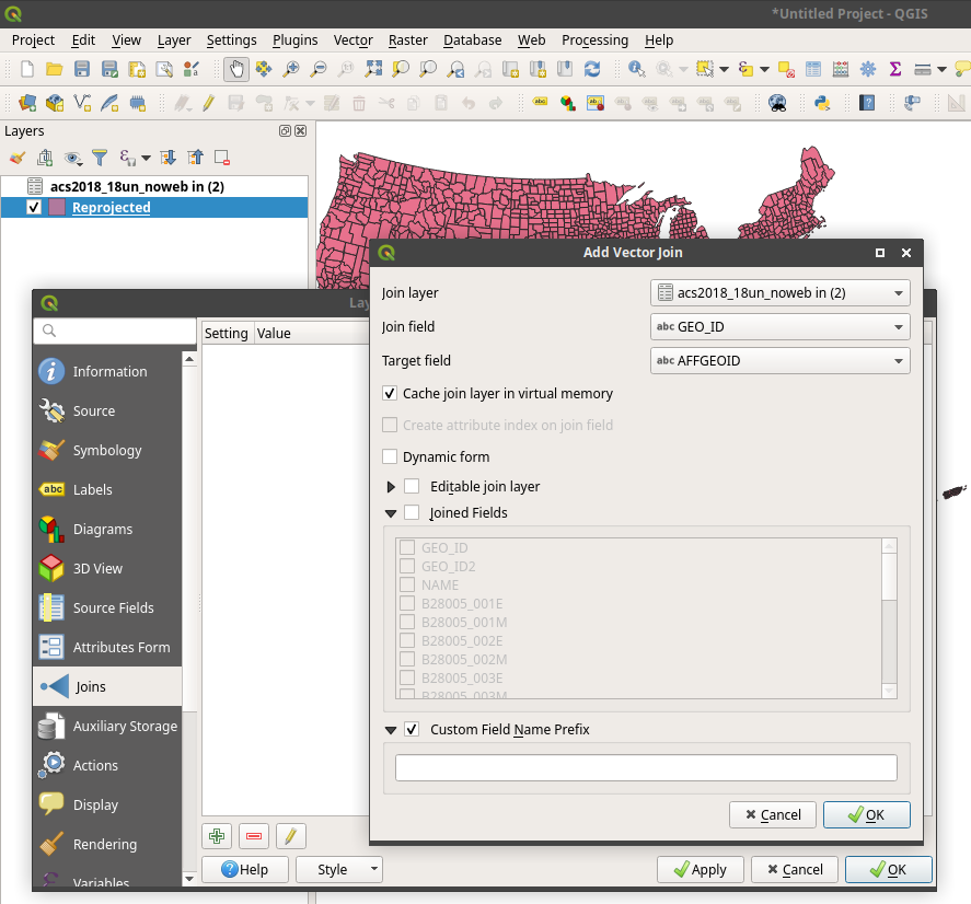 QGIS Join Menu