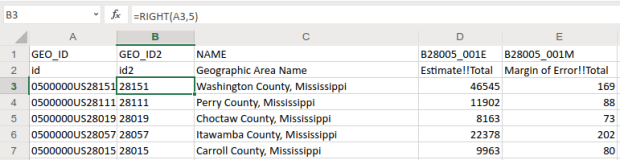 Excel formula: RIGHT