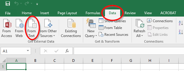 Importing text files in Excel