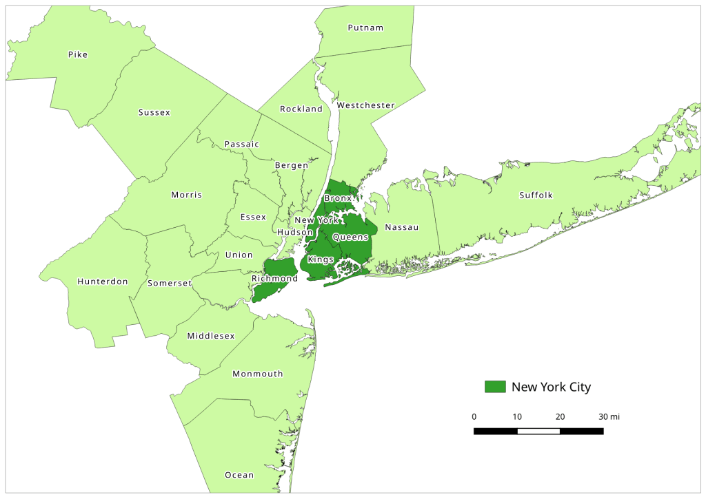 Map of the New York Metropolitan Area