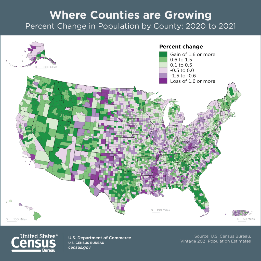 Census Bureau 2021 Population Estimates Map