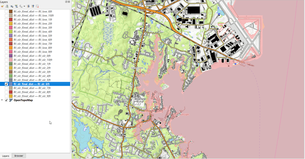 NOAA Sea Level Rise 6ft Layer