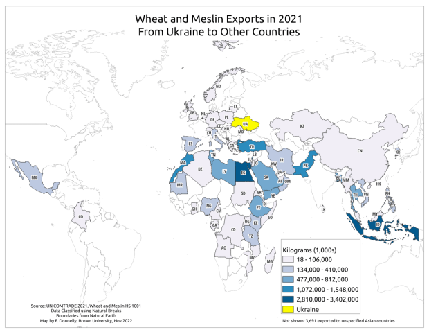 Map of Ukraine Wheat Exports in 2021
