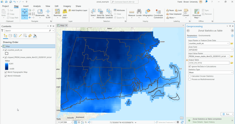 ArcGIS Zonal Statistics as Table Tool