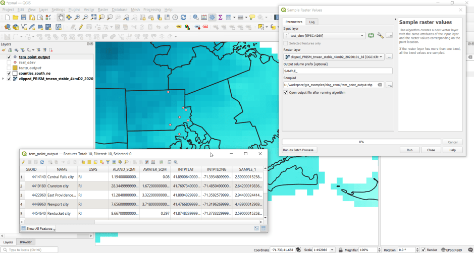 QGIS Sample Raster Values