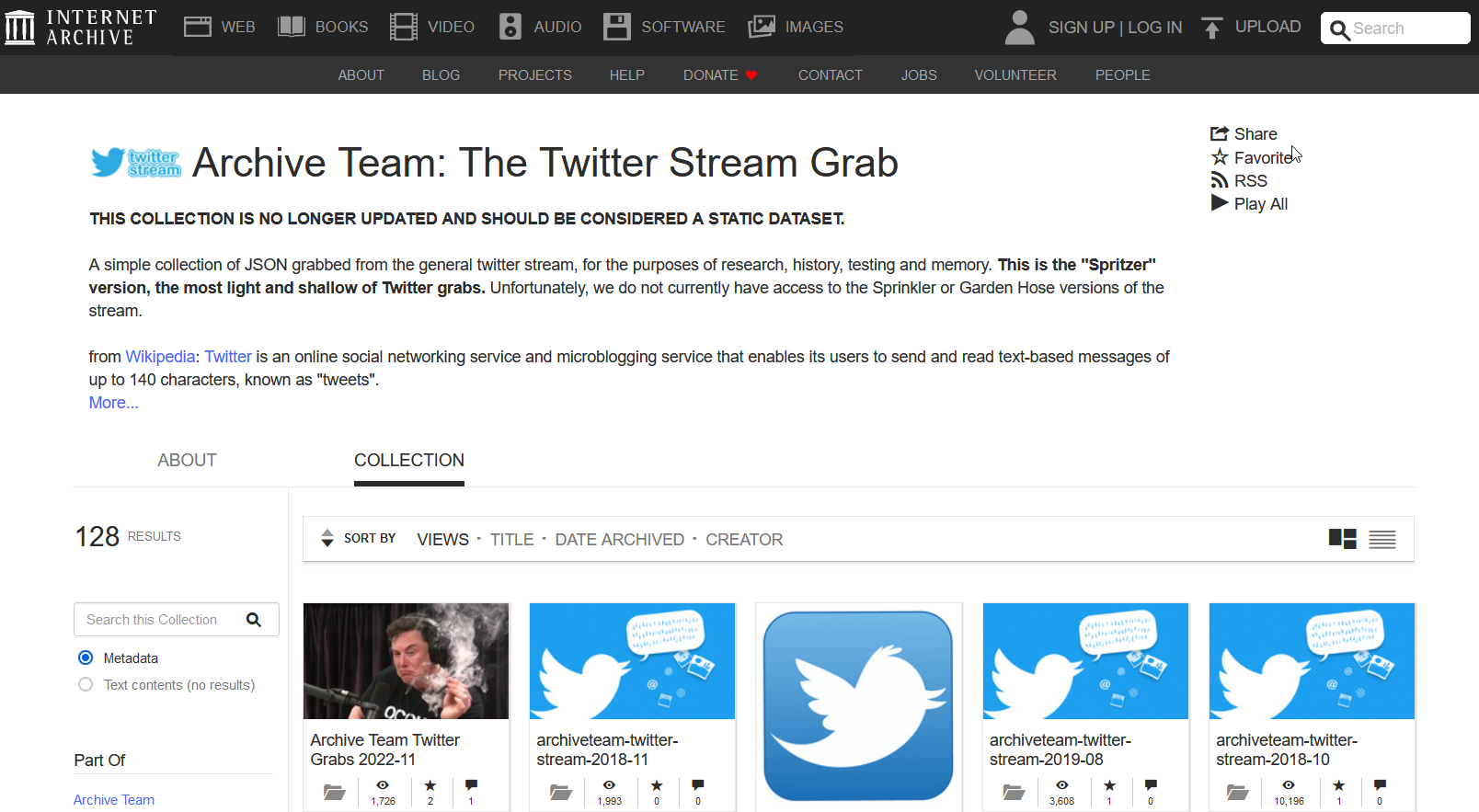 Internet Archive Twitter Stream Grab