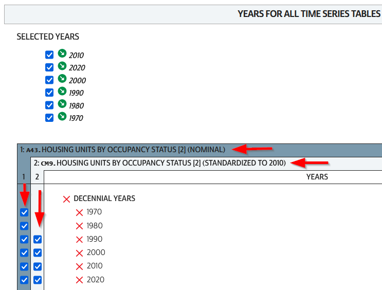 NHGIS Select Years for Time Series