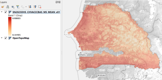 USAID raster of vaccinated children in Senegal