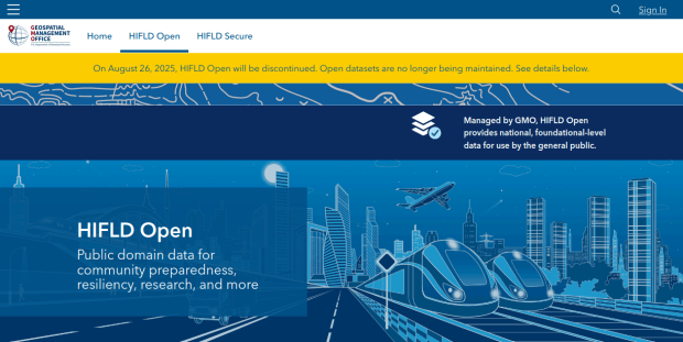 HIFLD Open Shutting Down