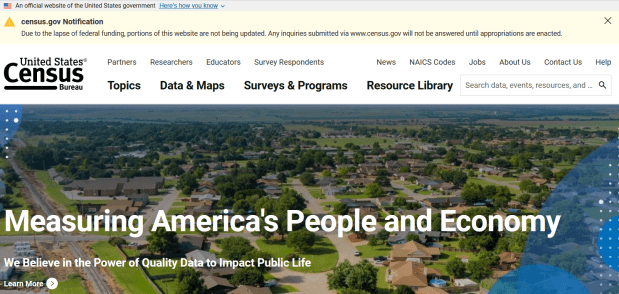 Census Bureau Website Shutdown